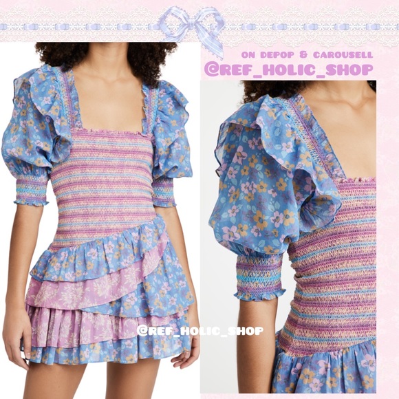 LoveShackFancy Golden Mini Dress in Moody Vino - Picture 7 of 10